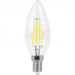 Лампочка светодиодная филаментная E14 9W 220V свеча прозрачная 4000K Feron 25958