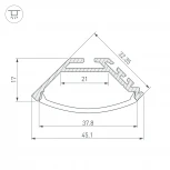 Профиль KLUS-P45-2000 ANOD (Алюминий) 020898 Arlight