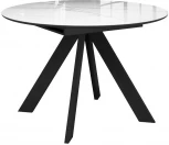 Стол DikLine SFC110 d1100 стекло Оптивайт Белый мрамор/подстолье черное/опоры черные 00-00070095