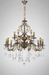 Большая люстра BARLETTA 1730.15 antique (220V, хрусталь K10, на цепи, подсвечник, свеча)