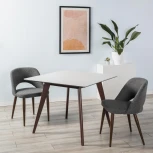 Стол R-Home Лунд 860*860 мрамор Бьянко Темный орех