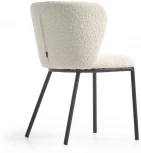 Стул Ciselia из белой ткани букле и черного металла La Forma (ex Julia Grup) арт.108355