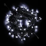 Гирлянда Нить 10м Белая с Мерцанием Белого Диода 24В, 75 LED, Провод Черный Каучук, IP65