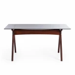 Стол VIBORG (mod. T-379G) Темный орех (HN GLAZE) (дерево гевея, стекло)