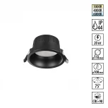 Светильник светодиодный встраиваемый Novotech Clara 359554 черный с переключателем цв. температуры IP44 LED 20W 220V 3000К\4000К\6000К (круглые)