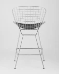 Стул полубарный Stool Group с низкой спинкой Bertoia хромированный с черной подушкой УТ000004221