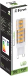 Лампочка светодиодная кукуруза прозрачная колба G9 7 Вт 4000K нейтральное белое свечение Feron 25767