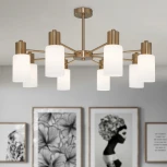 Потолочная люстра Wi-Fi на штанге Eurosvet Vegga 70160/12 латунь (220V, управление смартфоном, голосовое управление, умный дом - Minimir Home, Алиса, Маруся, Салют)