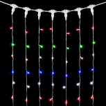 Гирлянда Занавес 2 x 2 м Разноцветный с Мерцанием Белого Диода 220В, 400 LED, Провод Прозрачный ПВХ, IP54