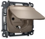 Комплект механизма Ambrella Volt электрической розетки OMEGA MO638010 Темная бронза матовый с заземлением с шторками и защитной крышкой 2P+E 16A-250V IP44 QUANT