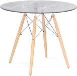 Стеклянный стол Woodville PT-151 90х90х76 clear glass / wood 15487
