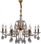 Подвесная люстра ILLUMICO IL2326-8POR-39 GD (220V, хрусталь, на цепи, подсвечник, свеча)