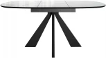 Стол DikLine SFK110 стекло белое мрамор глянец,подстолье черное,опоры черные (2 уп.)