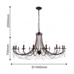 Подвесная большая люстра F-Promo Plini 2590-18P (220V, на цепи, свеча)