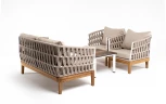 "Диего" лаунж-зона 4-местная плетеная из роупа со столиком "Канны" цвета "дуб", основание дуб, роуп бежевый 4SIS арт.УТ-00007272