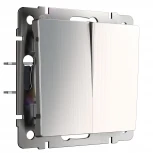 Выключатель двухклавишный проходной (глянцевый никель) Werkel W1122002 (a051085)