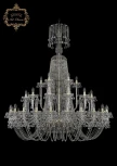 Подвесная большая люстра Art Classic 11.26 11.26.24+12+6.530.XL-168.Gd.B (220V, хрусталь, на цепи, подсвечник, свеча)
