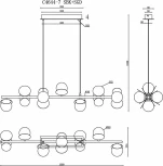 Подвесной светильник светодиодный с пультом iLedex Savage C4644-7 MBK+SGD (220V, на проводе, шарики)