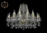 Подвесная большая люстра Art Classic 11.25 11.25.16+8.300.Gd.Sp (220V, хрусталь, на цепи, подсвечник, свеча)