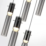 Подвесная люстра каскадная Odeon Light Scrow 5058/25L PENDANT черный/дымчатый/металл/стекло LED 5*5W 3000K (220V, на проводе, круглые)