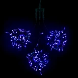 Комплект 3 Синих Нити по 20м, 600 LED, Провод Черный ПВХ, IP54