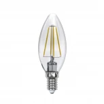 Лампочка светодиодная свеча прозрачная E14 5W 4000K Uniel LED-C35-5W/NW/E14/CL/DIM GLA01TR