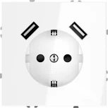 Розетка с заземлением, шторками и USBх2 (белый глянцевый) Voltum S70 VLS040401