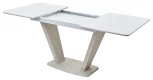 Стол Прага 120 БЕЛЫЙ, стекло/ КАМЕНЬ СВЕТЛЫЙ