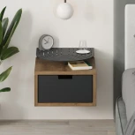 Тумба прикроватная OSLO NIGHTSTAND LEVE (ЛДСП,Металл/Черный,Светло-коричневый) арт.LEV01135