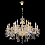 Подвесная большая люстра Crystal Lux MONICA SP10+5 GOLD (220V, подвески, на цепи, подсвечник, свеча)