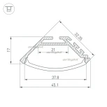 Профиль KLUS-P45-2000 ANOD (Алюминий) 020898 Arlight