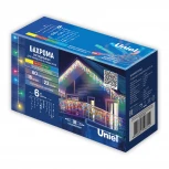 Бахрома светодиодная со статическим свечением, 6м. соединяемая, 80 светодиодов, разноцветный свет Uniel ULD-B6006-080/STK MULTI IP44