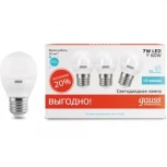 Лампочка светодиодная E27 7 Вт 470 lm 4100K нейтральное белое свечение Gauss Elementary 53227T