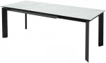 Обеденный стол M-City CREMONA 160 KL-99 Белый мрамор матовый, итальянская керамика / черный каркас