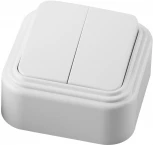 Выключатель двухклавишный (белый) Stekker Брест 32744