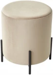 Пуфик для гостиной M-City ФЕЛИКС круглый бежевый #5, велюр / черный каркас