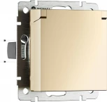 Розетка с заземлением с защит. крышкой и шторками (шампань) Werkel W1171211 (a069581)