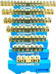 Шина нулевая на изоляторе на DIN-рейку 12 выводов (синий) Stekker 49541