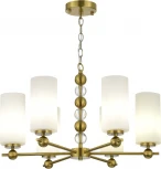 Подвесная люстра ST Luce SL2003 SL2003.303.06 латунь/белый E27 6*40W (220V, на цепи, бусы)