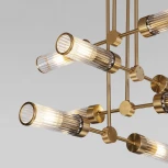 Потолочная люстра Wi-Fi ярусная на штанге Eurosvet Oriens 60166/8 латунь (220V, управление смартфоном, голосовое управление, умный дом - Minimir Home, Алиса, Маруся, Салют)