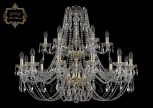 Подвесная большая люстра Art Classic 11.21 11.21.12+6.360.2d.Gd.Sp (220V, хрусталь, на цепи, подсвечник, свеча)