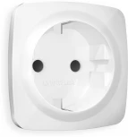 Лицевая панель Ambrella Volt OMEGA (Белый глянец) для электрической розетки с заземлением со шторками QUANT OP1070
