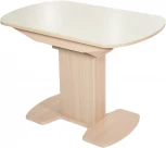 Стол Корсика, Дуб выбеленный/Стекло молочное, Аврора