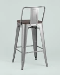 Стул полубарный Stool Group TOLIX WOOD со спинкой серебристый матовый УТ000000842