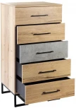 Комод R-Home с 5 ящиками Loft Дуб натур/Бетон