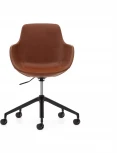 Рабочее кресло Tissiana коричневая искусственная кожа, алюминиевые ножки с матовой черной отделкой La Forma (ex Julia Grup) арт.175088