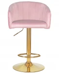 Стул барный DOBRIN DARCY GOLD (розовый велюр (1922-16)) 5025_GoldBase-LM GOLD, цвет сиденья розовый (1922-16), основания золото