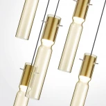 Подвесная люстра каскадная Odeon Light Scrow 5058/25LA PENDANT золотой/янтарный/металл/стекло LED 5*5W 3000K (220V, на проводе, круглые)