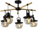 Потолочная люстра на штанге Imex MD.23044-5-S-BK+WOOD