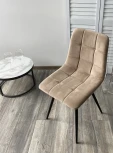 Стул UNO 25 БЕЖЕВЫЙ #5, велюр / ЧЕРНЫЙ
